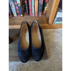 Gabor Sacchetto Shoes Womens 8.5 Slip On Wedge Black Suede Almond Toe Casual